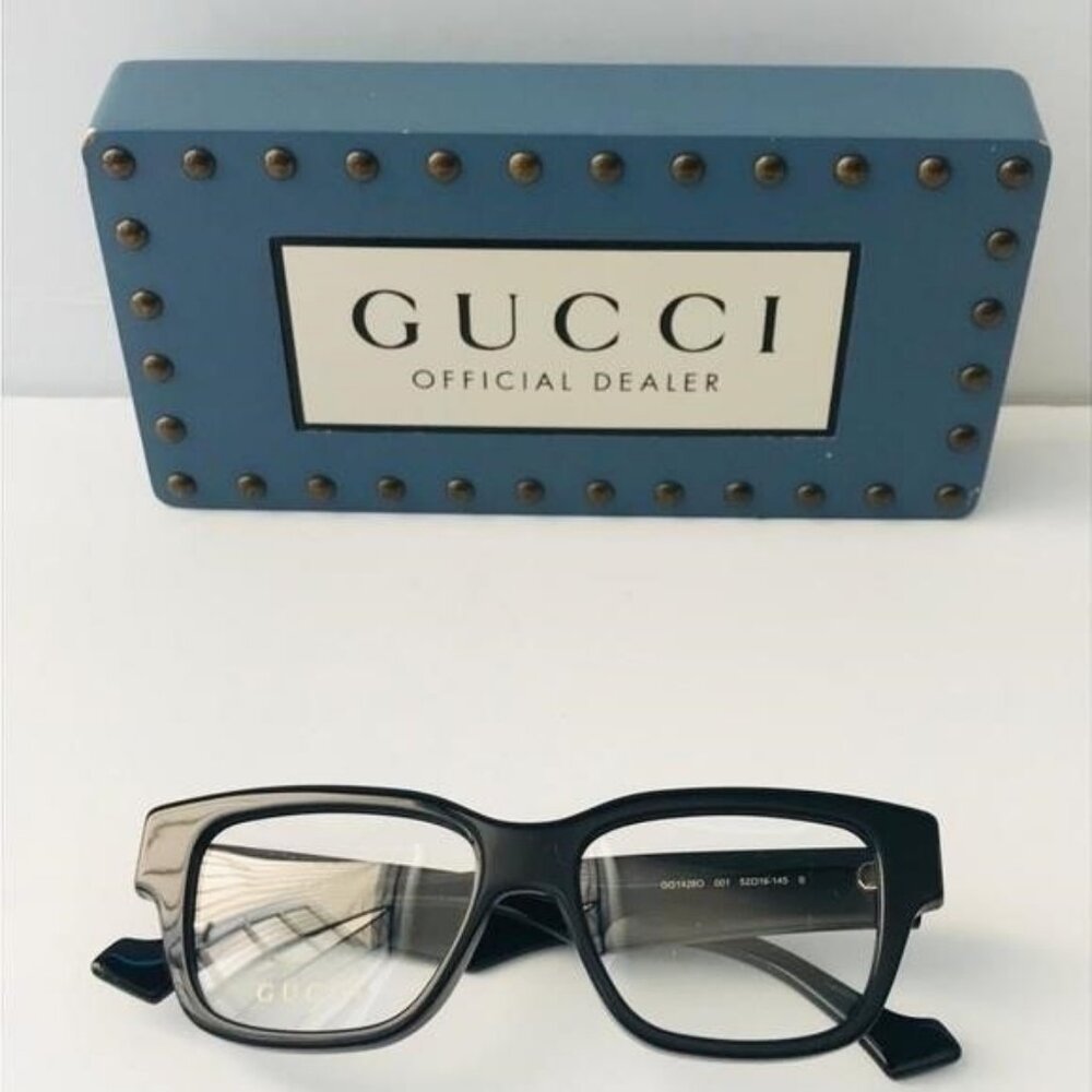 GUCCI GG1428O 001 square Gucci optical comes in a shiny black frame - Picture 3 of 15